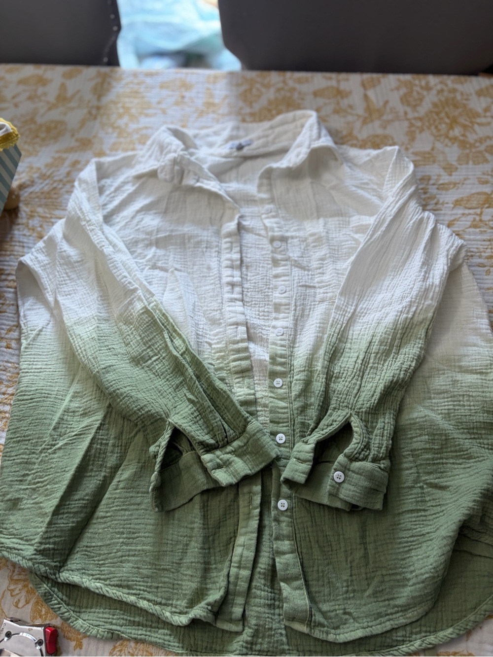 white birch White Gauze Button-Down Shirt